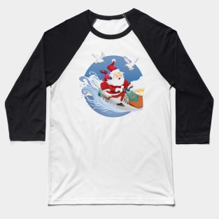 Santa Claus riding on jet sky in tropical weather Baseball T-Shirt